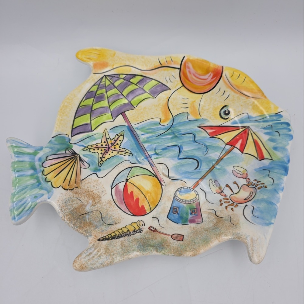 Rare Ambiance Collection "Life's A Beach" Fish Shaped Serving Plate (9.5") NICE